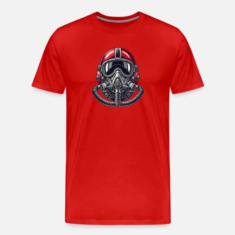 Piloten Helm Design - Männer Premium Bio T-Shirt - Rot