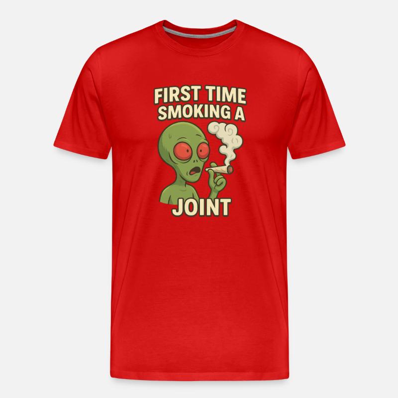 Alien Erstes Joint Rauchen - Männer Premium Bio T-Shirt - Rot