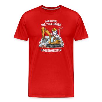 Maître excavatrice licorne - T-shirt bio Premium Homme - rouge - Devant - Damien (186cm)