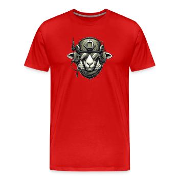 Schaf Militär Design - Männer Premium Bio T-Shirt - Rot - Vorne - Damien (186cm)