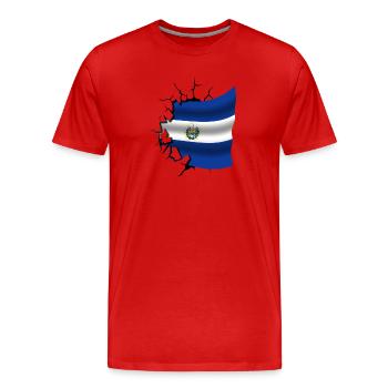 Drapeau du Salvador - Le Sauveur - Drapeau brisé - T-shirt bio Premium Homme - rouge - Devant - Damien (186cm)