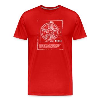 Dessin de la roue de l’accordeur - Icône de réglage et de jantes - T-shirt bio Premium Homme - rouge - Devant - Damien (186cm)