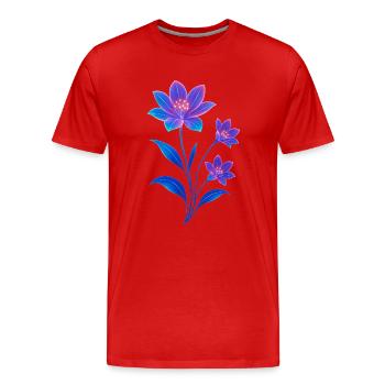 Luminescent Cosmic Flower Design - Men's Premium Organic T-Shirt - red - Front - Damien (186cm)