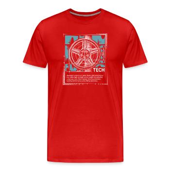 Schéma directeur des jantes – Roue d’esquisse technologique - T-shirt bio Premium Homme - rouge - Devant - Damien (186cm)