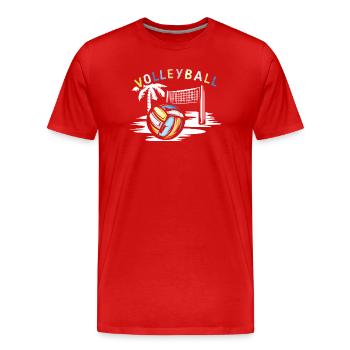 Volley-ball sur la plage - Symbole des équipes de beach-volley - T-shirt bio Premium Homme - rouge - Devant - Damien (186cm)