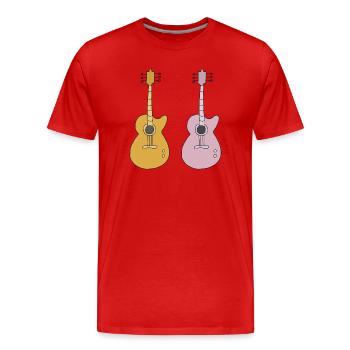 Deux guitares - T-shirt bio Premium Homme - rouge - Devant - Damien (186cm)