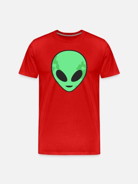 Green Alien Head - Men's Premium Organic T-Shirt - red