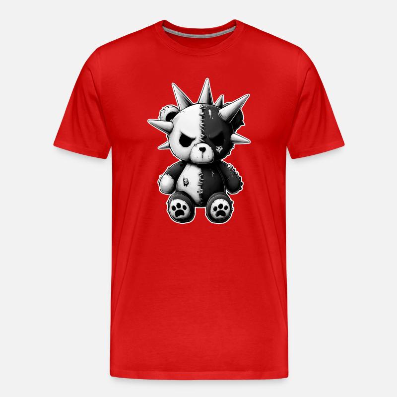 Split Skull Plüschbär Punk - Männer Premium Bio T-Shirt - Rot