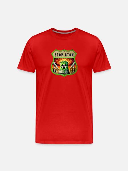Stop Atom Crest Design - Men's Premium Organic T-Shirt - red