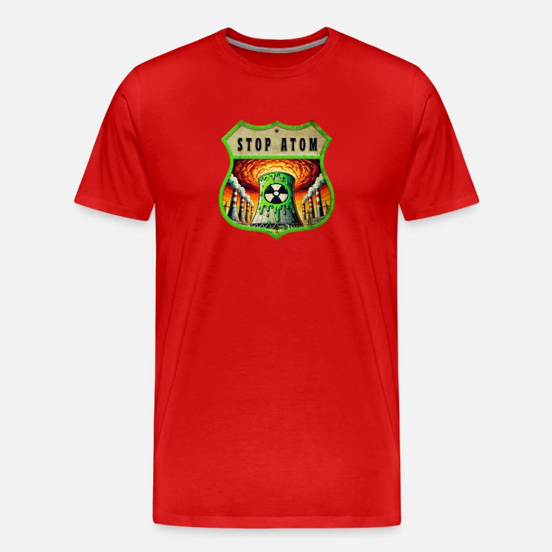 Stop Atom Wappen Design - Männer Premium Bio T-Shirt - Rot