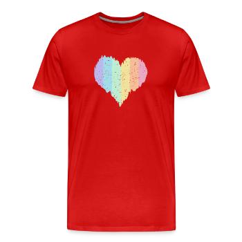 Regenbogen Herz Pastellfarben Pride Monat LGBTQ+ - Männer Premium Bio T-Shirt - Rot - Vorne - Damien (186cm)