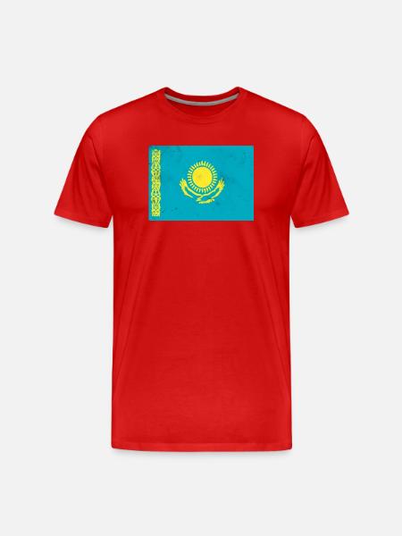 Flag of Kazakhstan - Men's Premium Organic T-Shirt - red