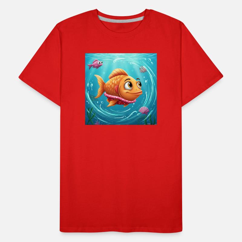 Poisson rouge ludique dans une eau colorée T-shirt bio Premium Homme