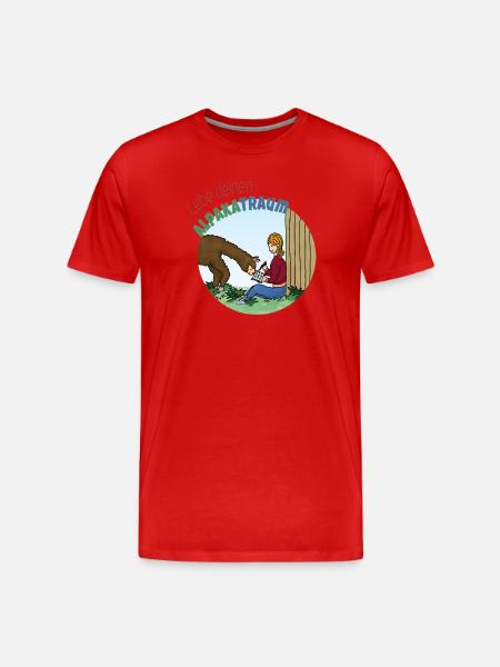 Alpaka-Traum - Männer Premium Bio T-Shirt - Rot