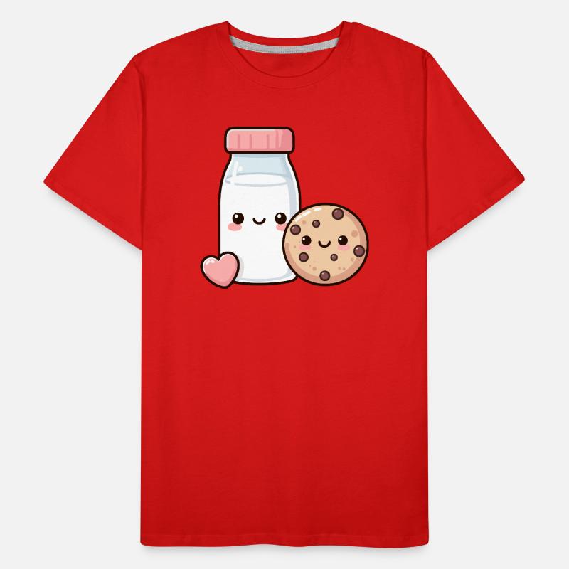 Lait mignon et biscuit dessin animé T-shirt bio Premium Homme