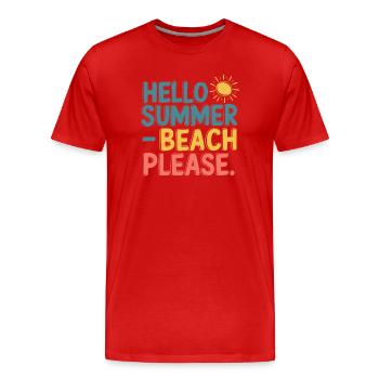 Hello Summer – Beach Please! - Männer Premium Bio T-Shirt - Rot - Vorne - Damien (186cm)