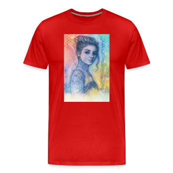 Frau Pop Regenbogen omikly Tattoo Arm Schädel Graf - Männer Premium Bio T-Shirt - Rot - Vorne - Damien (186cm)