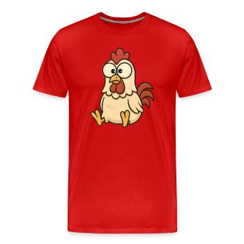 Cute Confused Chicken Cartoon with Googly Eyes - Men's Premium Organic T-Shirt - red - Front - Damien (186cm)