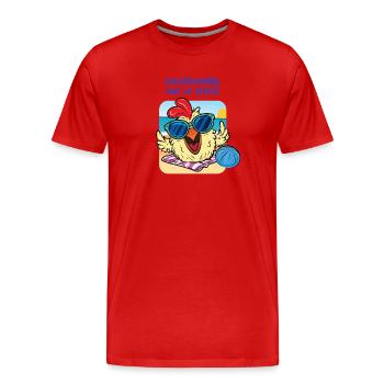 Chicken on the Beach – Mentally Checked Out - Men's Premium Organic T-Shirt - red - Front - Damien (186cm)