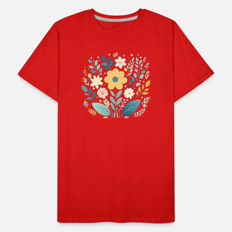 Sanfte pastellfarbene Blumenblüte - Boho Botanical Männer Premium Bio T-Shirt