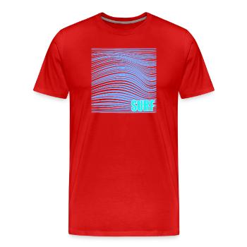 Surfen Welle Linie Wellenreiten - Männer Premium Bio T-Shirt - Rot - Vorne - Damien (186cm)