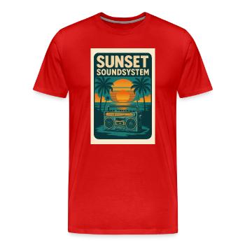 Sunset Soundsystem - Männer Premium Bio T-Shirt - Rot - Vorne - Damien (186cm)