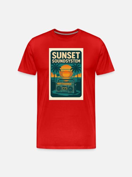 Sunset Soundsystem - Männer Premium Bio T-Shirt - Rot