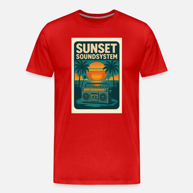 Sunset Soundsystem - Männer Premium Bio T-Shirt - Rot