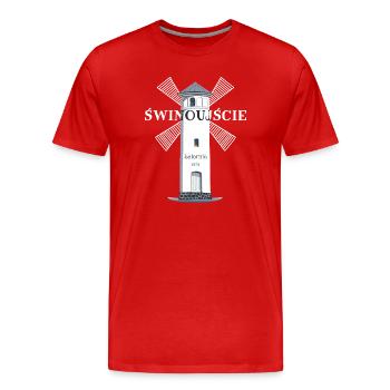 Świnoujście, Usedom Drawing Lighthouse, Poland - Men's Premium Organic T-Shirt - red - Front - Damien (186cm)