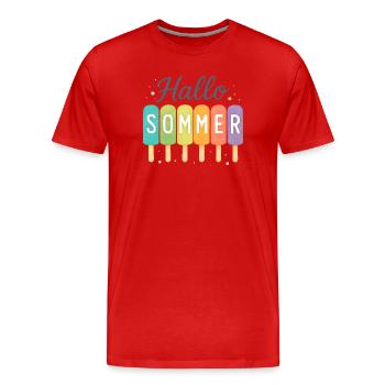 Hallo Sommer - Eiszeit beginnt - Männer Premium Bio T-Shirt - Rot - Vorne - Damien (186cm)
