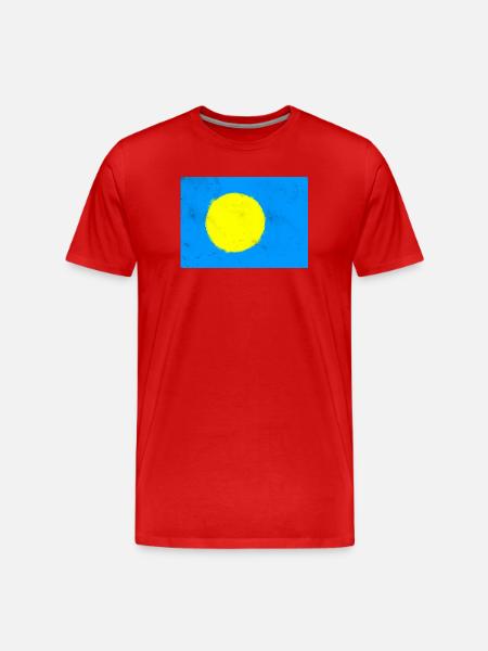 Flag of Palau - Men's Premium Organic T-Shirt - red