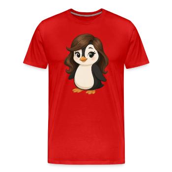 Niedlicher Pinguin Mädchen Cartoon Frau  - Männer Premium Bio T-Shirt - Rot - Vorne - Damien (186cm)