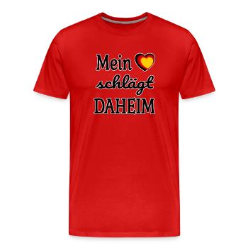 Mein Herz schlägt daheim – Schwarz-Rot-Gold - Männer Premium Bio T-Shirt - Rot - Vorne - Damien (186cm)