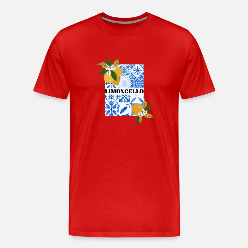 Limoncello – Citrus and Azulejo Pattern - Men's Premium Organic T-Shirt - red