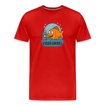 Pêche Fun Poisson Sonnette Dessin Animé Design - T-shirt bio Premium Homme - rouge - Devant - Damien (186cm)