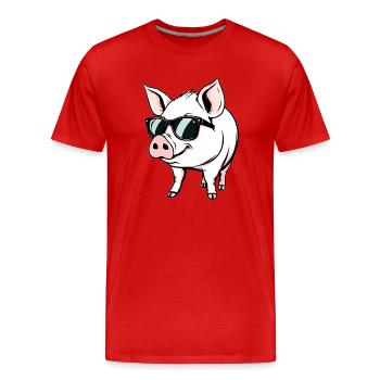Cochon - T-shirt bio Premium Homme - rouge - Devant - Damien (186cm)