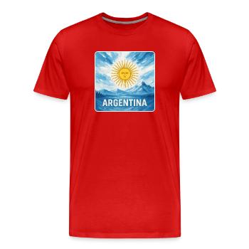 Argentinien Nationalfarben Design - Männer Premium Bio T-Shirt - Rot - Vorne - Damien (186cm)
