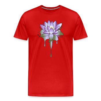Lotusblüte in Violett mit Farbverlauf - Männer Premium Bio T-Shirt - Rot - Vorne - Damien (186cm)