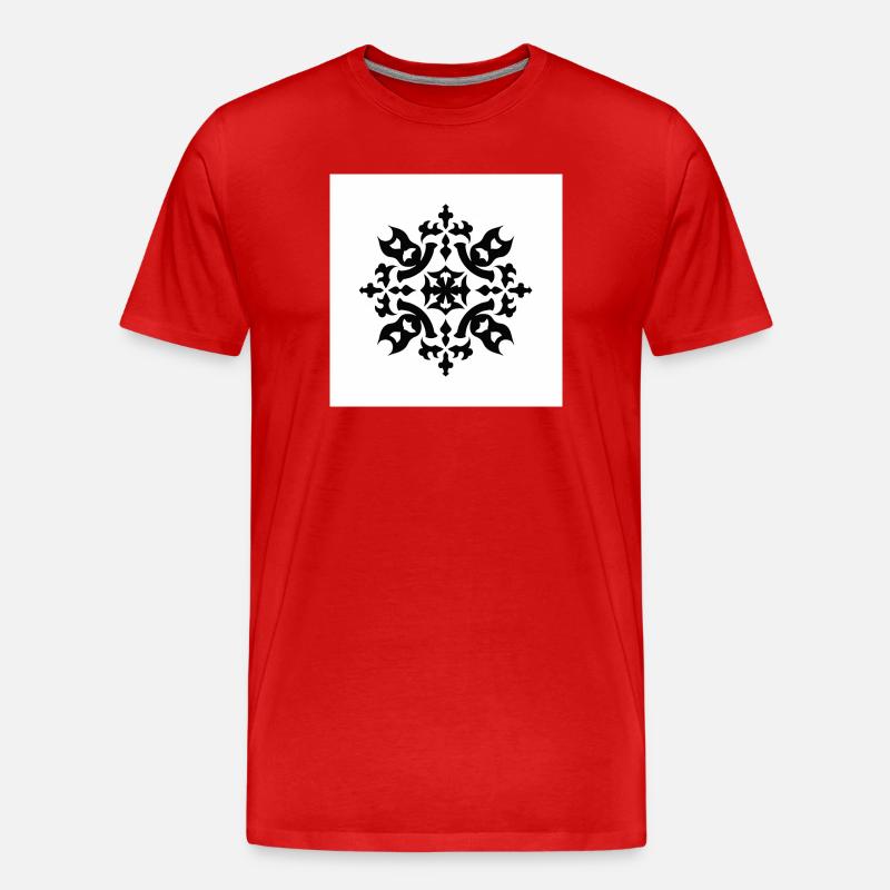 Intricate Black Snowflake Pattern - Men's Premium Organic T-Shirt - red