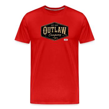 Outlaw Company Vintage Patch - Men's Premium Organic T-Shirt - red - Front - Damien (186cm)