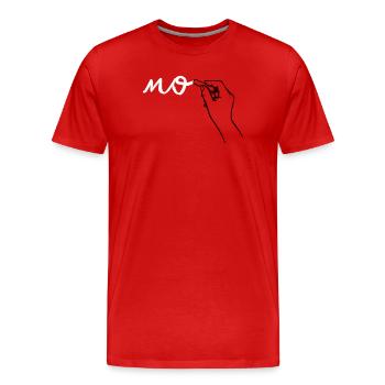 Hand mit Kreide schreibt NO - Männer Premium Bio T-Shirt - Rot - Vorne - Damien (186cm)