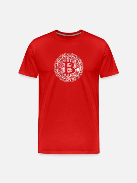 Crypto - Handgezeichnete Bitcoin-Münze - Männer Premium Bio T-Shirt - Rot