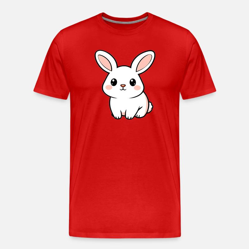 Weisses Kaninchen - Männer Premium Bio T-Shirt - Rot