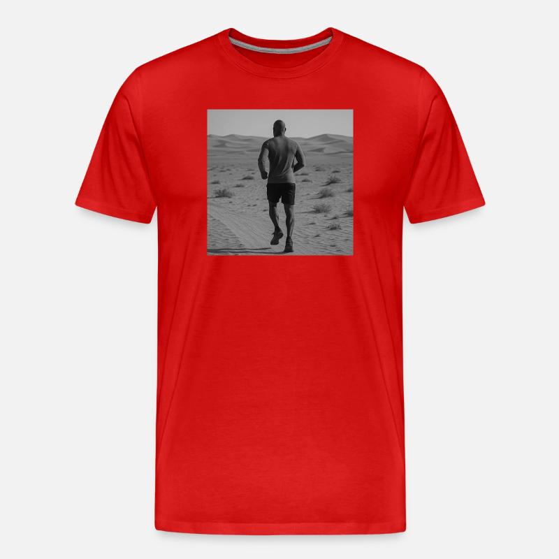 Einsamer Läufer in Wüstenlandschaft - Männer Premium Bio T-Shirt - Rot