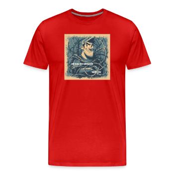 Morgens unter Hochspannung - Männer Premium Bio T-Shirt - Rot - Vorne - Damien (186cm)