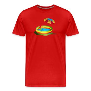 Pataugeoire colorée avec parasol et ballon - T-shirt bio Premium Homme - rouge - Devant - Damien (186cm)