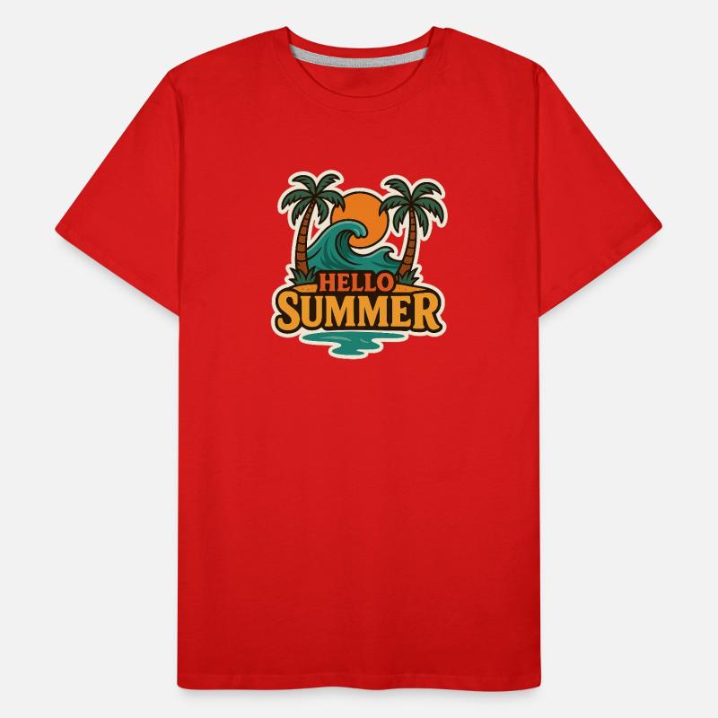 Hello Summer Tropical Wave Badge Men's Premium Organic T-Shirt
