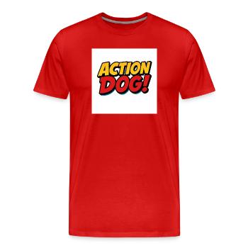 Action Hund Comic Stil - Männer Premium Bio T-Shirt - Rot - Vorne - Damien (186cm)