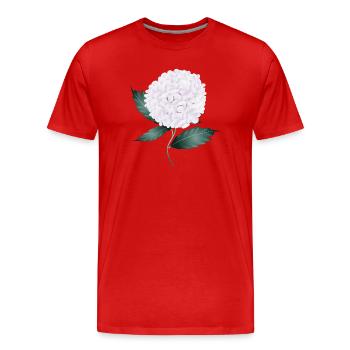 Weiße Hortensienblüte – Eleganz und Leichtigkeit - Männer Premium Bio T-Shirt - Rot - Vorne - Damien (186cm)