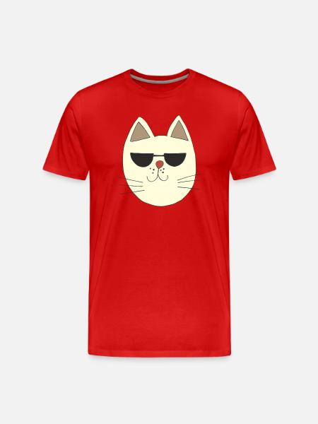Cool cat with sunglasses illustration - Men's Premium Organic T-Shirt - red